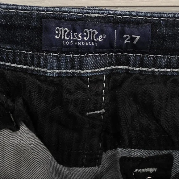 Miss Me Dark Blue Distressed Jean Shorts - Picture 2 of 6